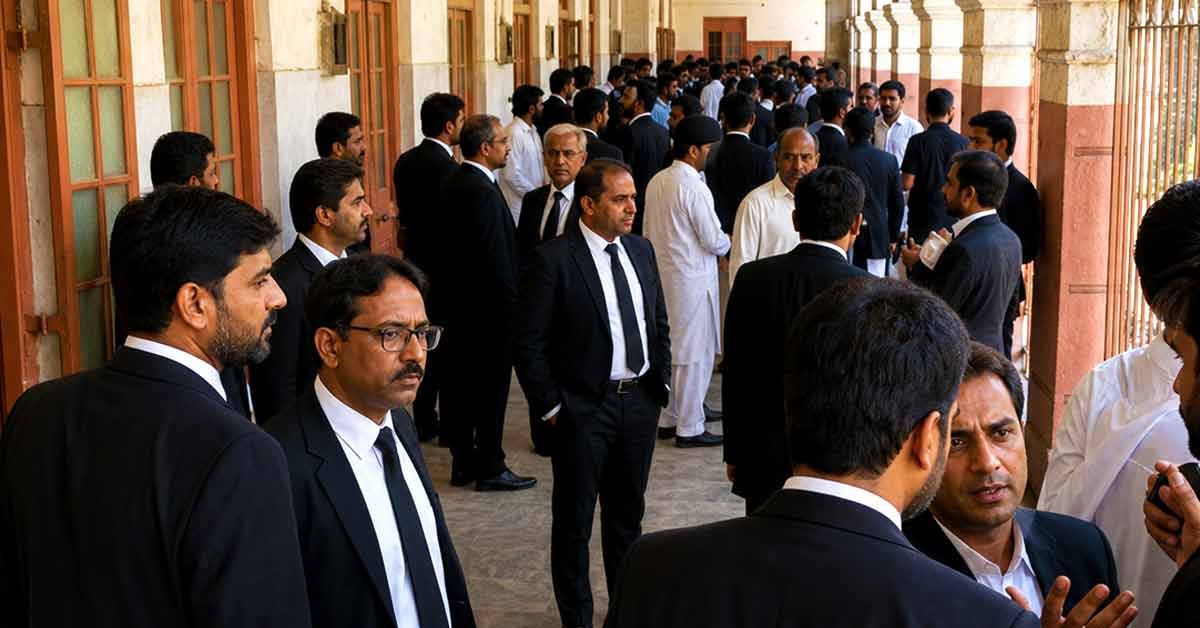سٹی کورٹ کراچی میدانِ احتجاج، وکلا سراپا احتجاج سابق بار ممبر پر مبینہ تشدد کے خلاف ہڑتال، وکلا نے پولیس کی آمدورفت محدود کر دی