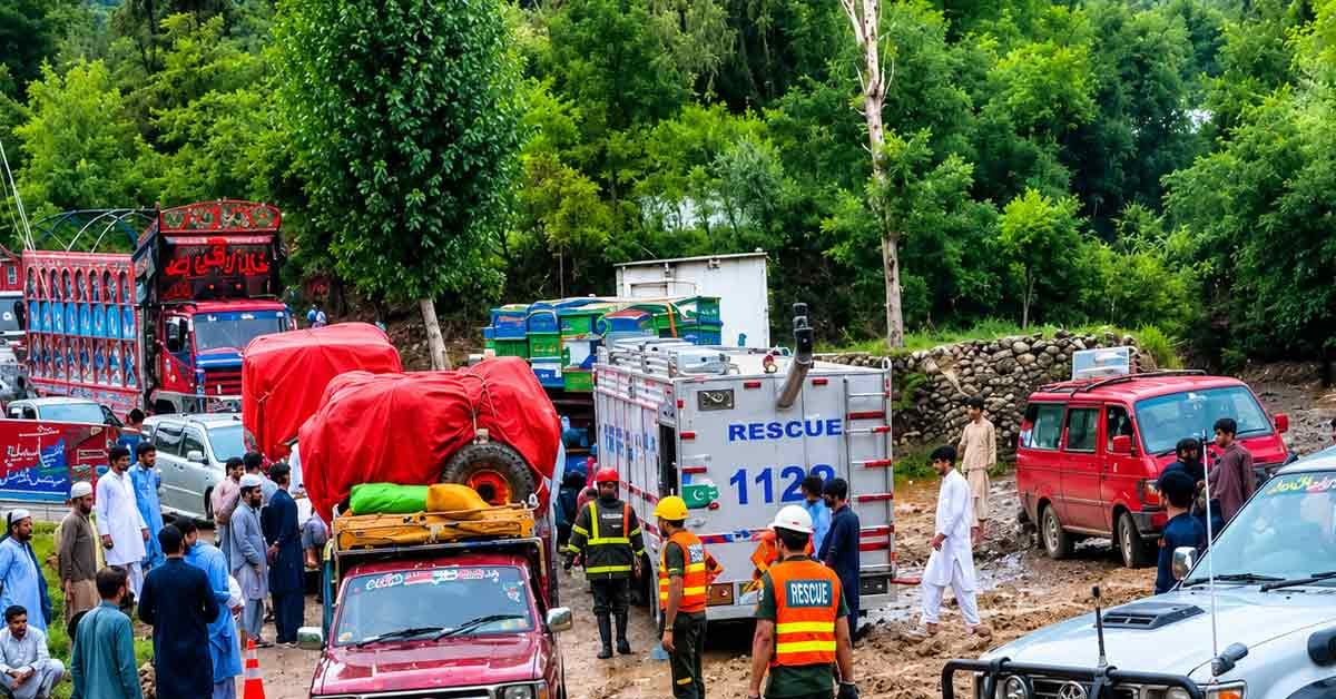 دیر بالا: طوفانی بارشوں سے تباہی، مرکزی شاہراہ بند پل بہہ گیا، سیاح اور مسافر پھنس گئے، ندی نالوں میں طغیانی